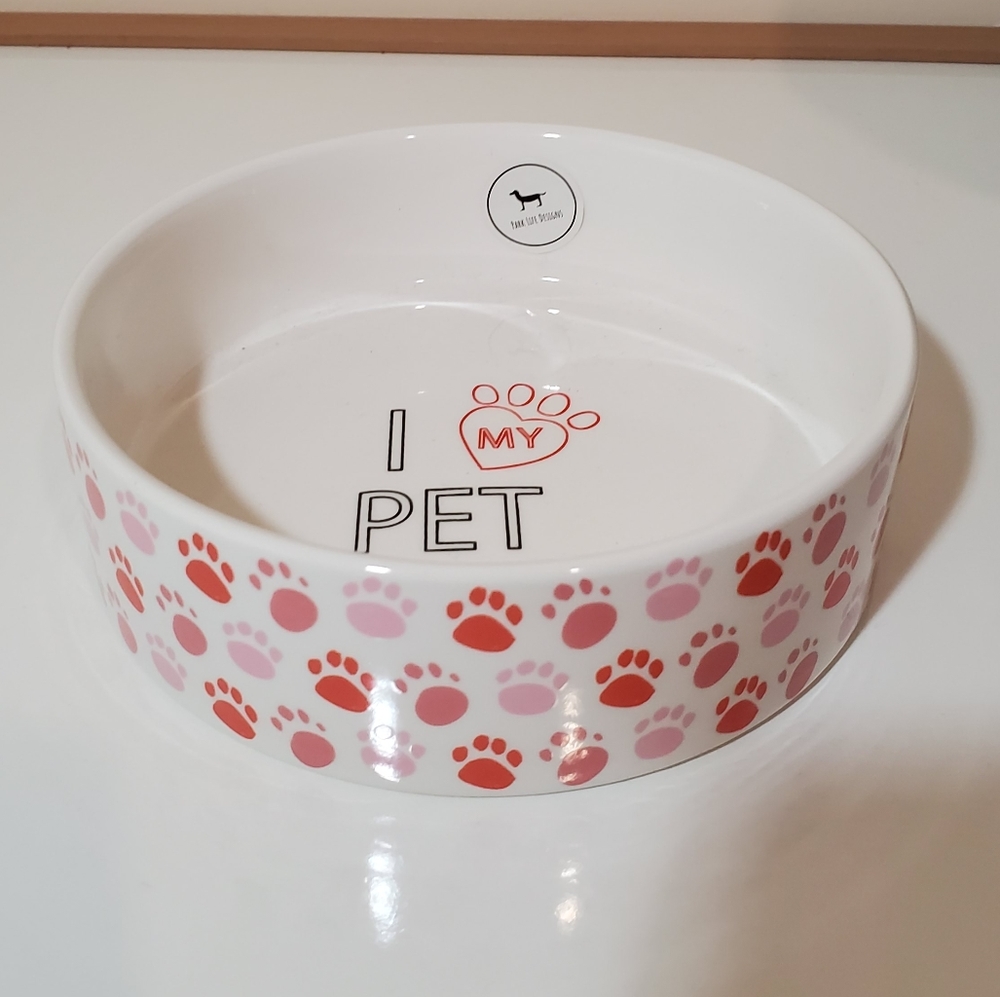 Park Life Designs White Paw Prints Pet Bowl